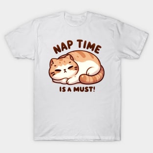 Cat Embracing the Essential Nap Time T-Shirt